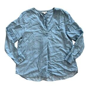 J. Jill Denim Blue Chambray Tencel Blouse MP